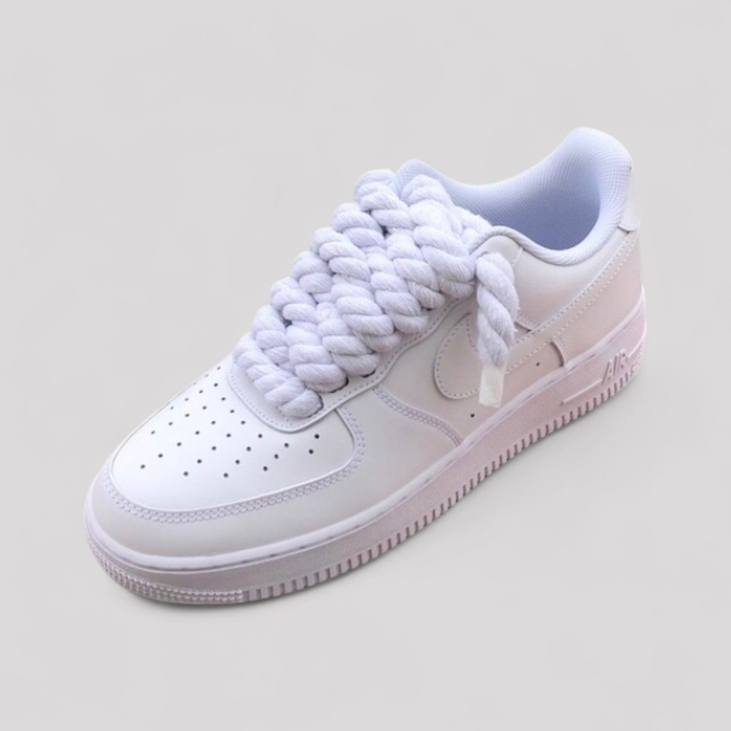 Custom Nike Air force 1 with rope laces - White