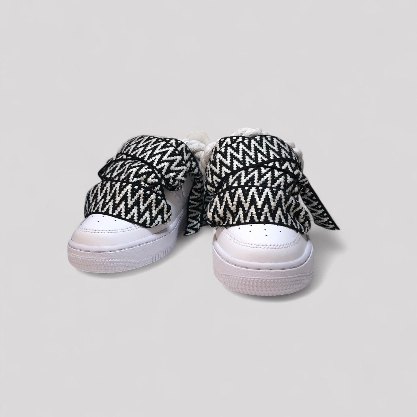 Nike air force 1 rope laces with black and white over laces