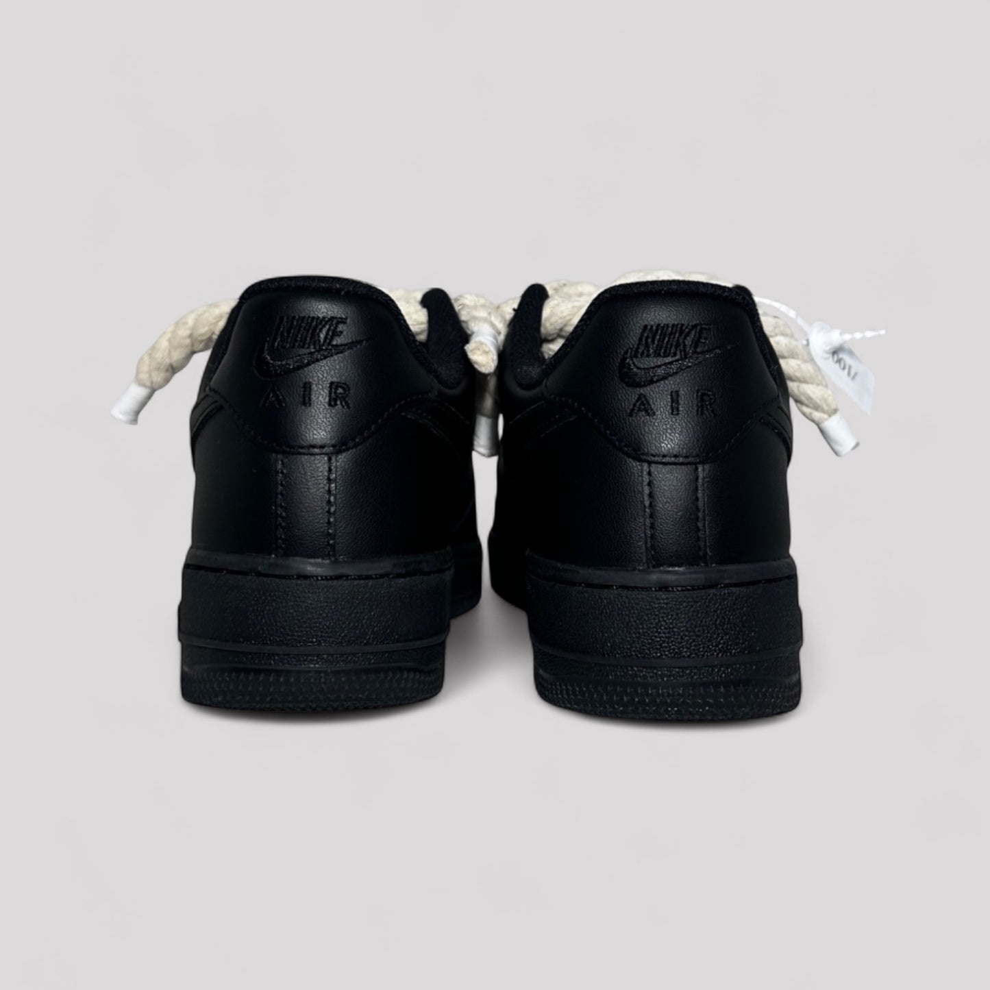 Custom Nike Air force 1 black with rope laces - Beige