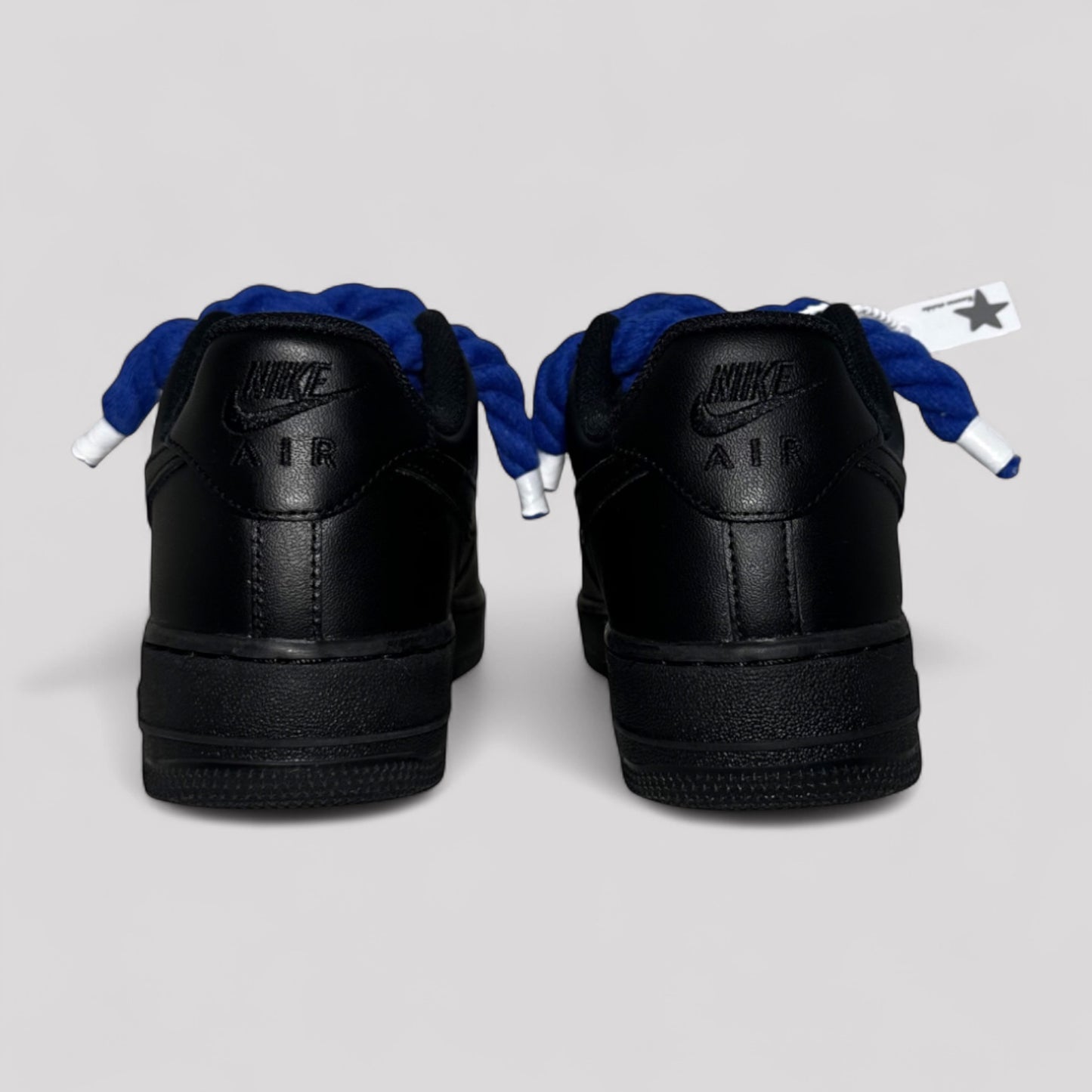 Custom Nike Air force 1 black with rope laces - Blue