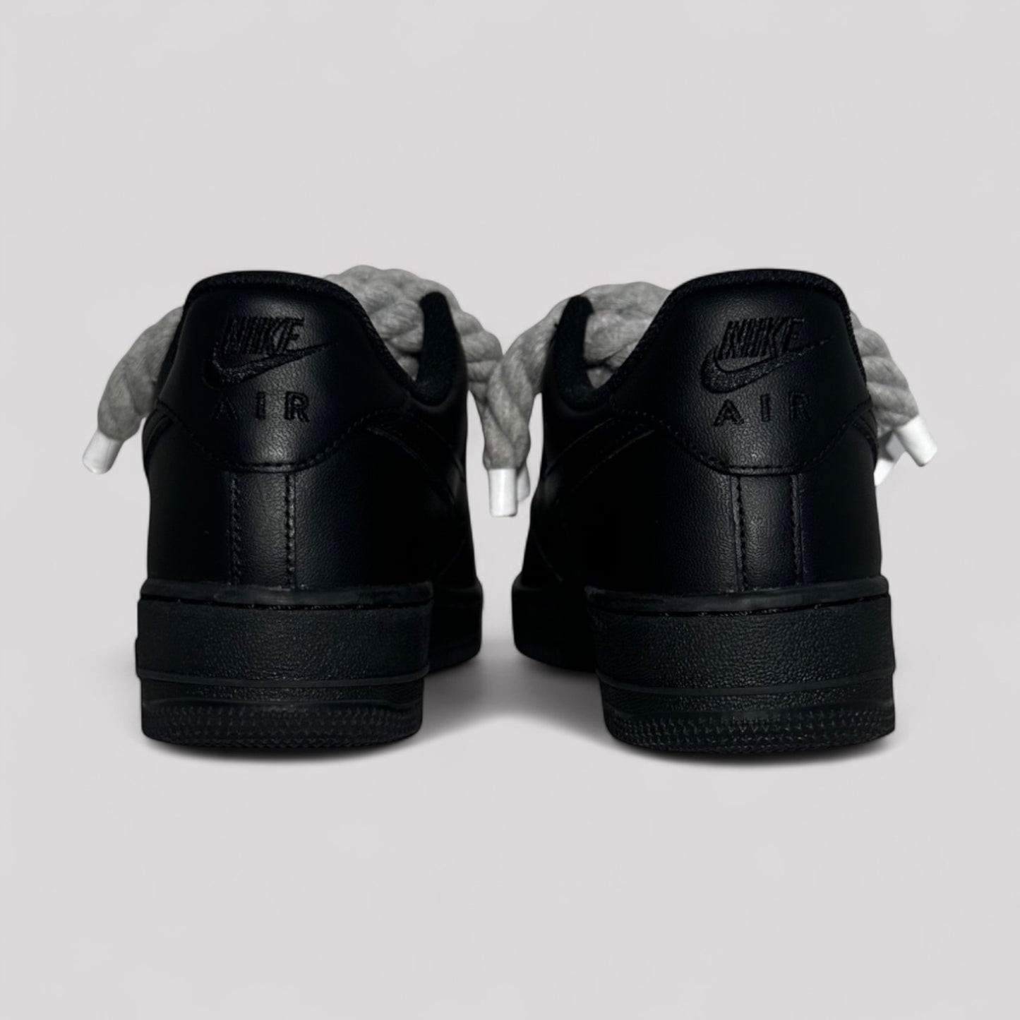 Custom Nike Air force 1 black with rope laces - Grey