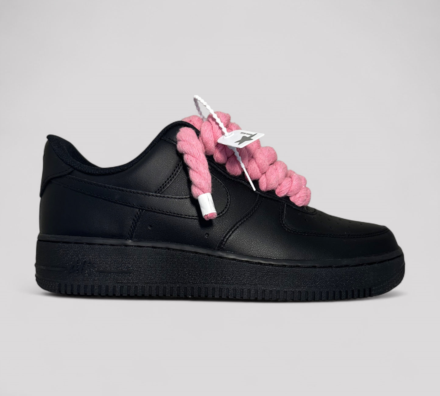 Black nike AF1 rope laces pink