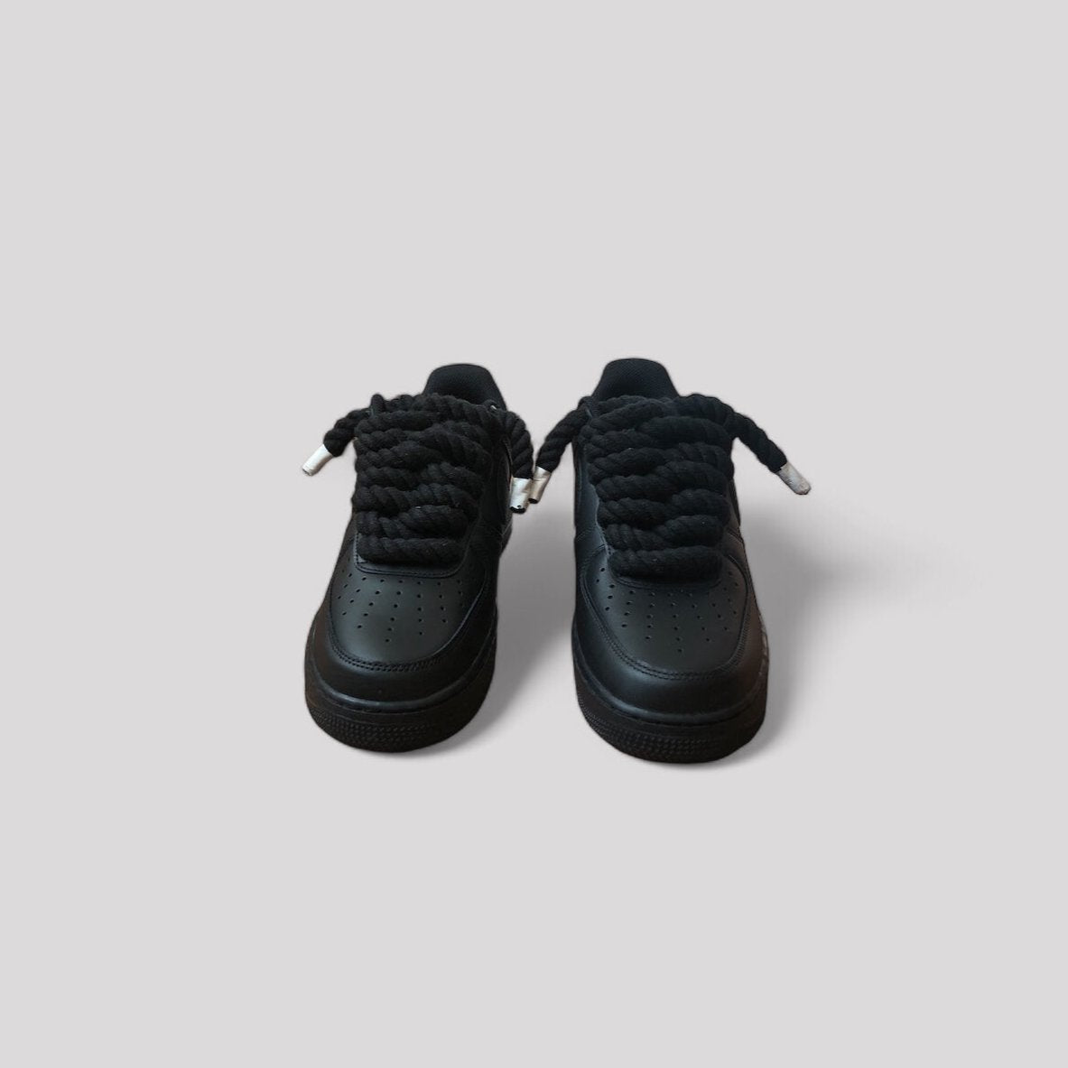 Nike Air force 1 Black rope laces Black front