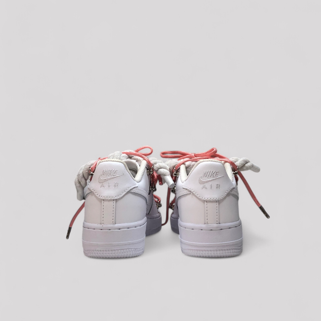 Nike air force 1 rope laces with pink over laces