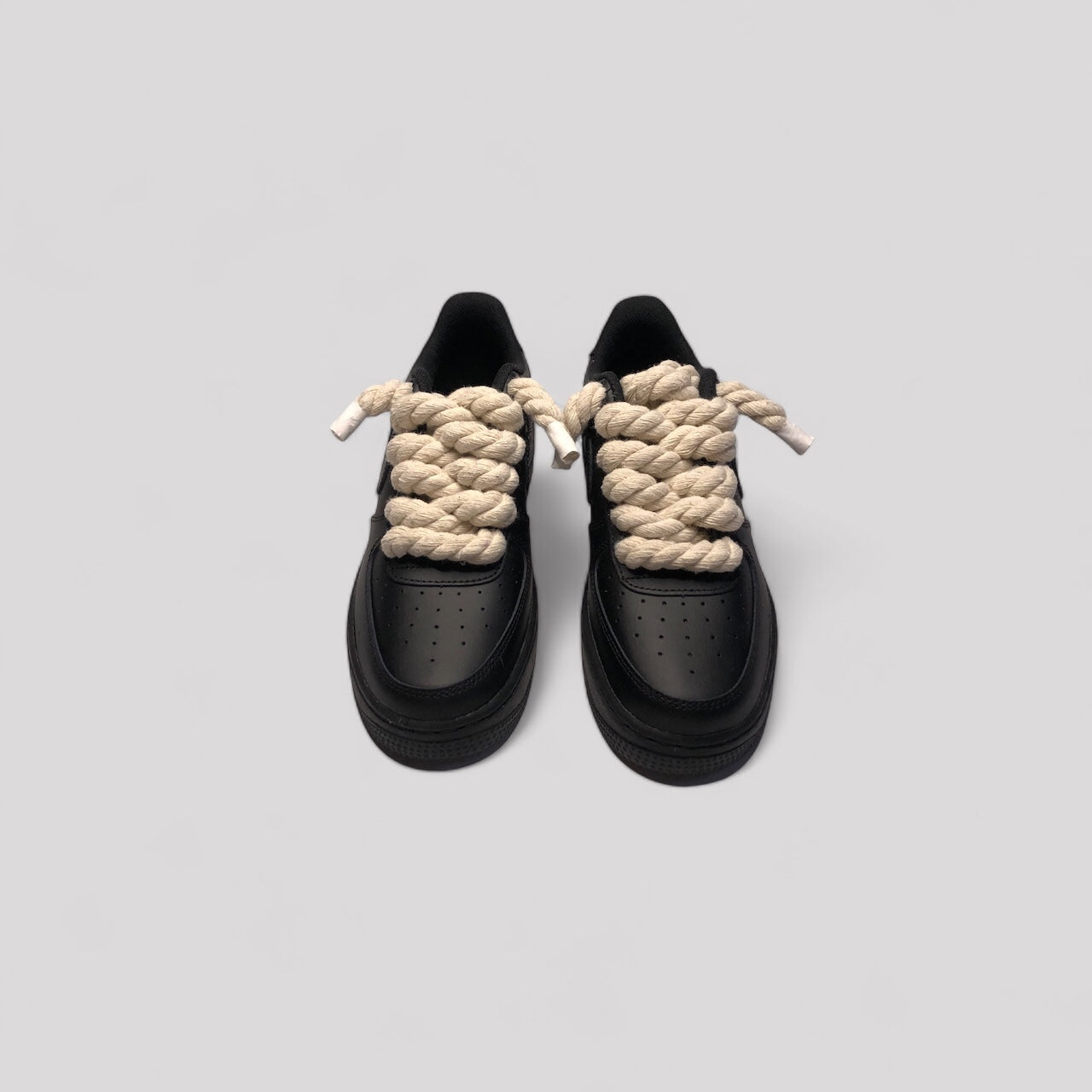 Nike air force 1 balck rope laces Beige front