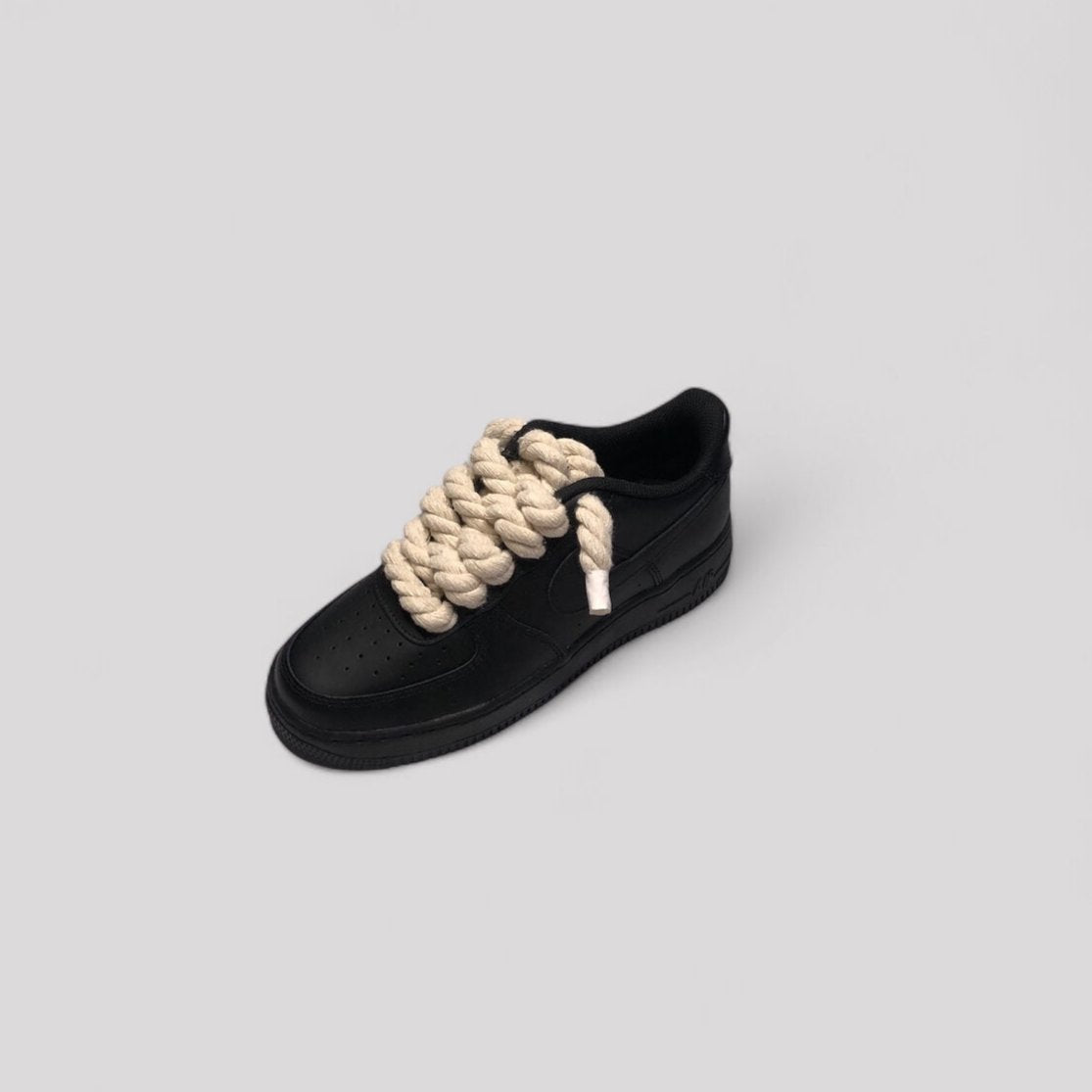 Nike air force 1 balck rope laces Beige side