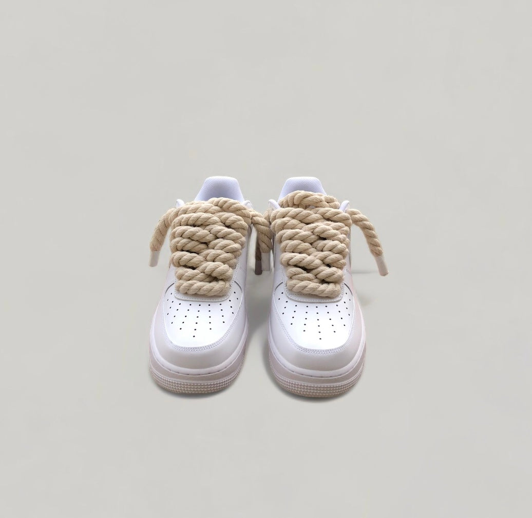 Nike air force 1 rope laces beige front