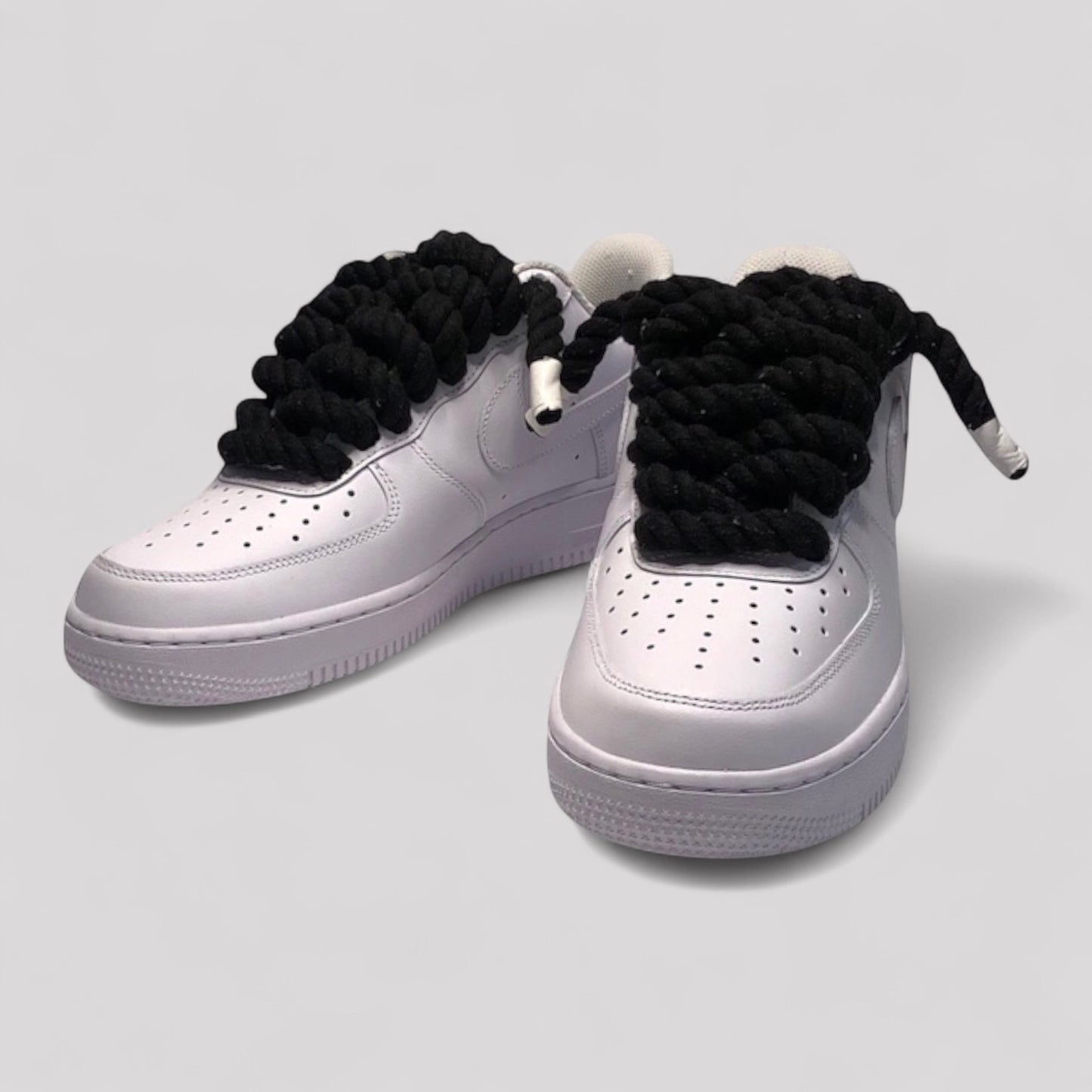 Custom Nike Air force 1 with rope laces - Black