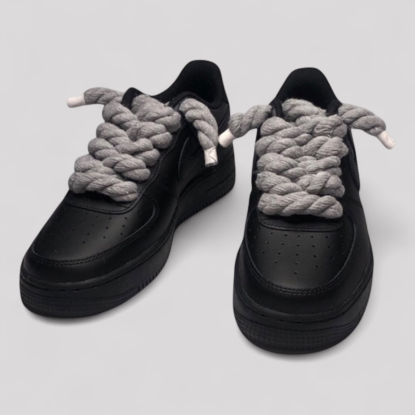 Custom Nike Air force 1 black with rope laces - Grey
