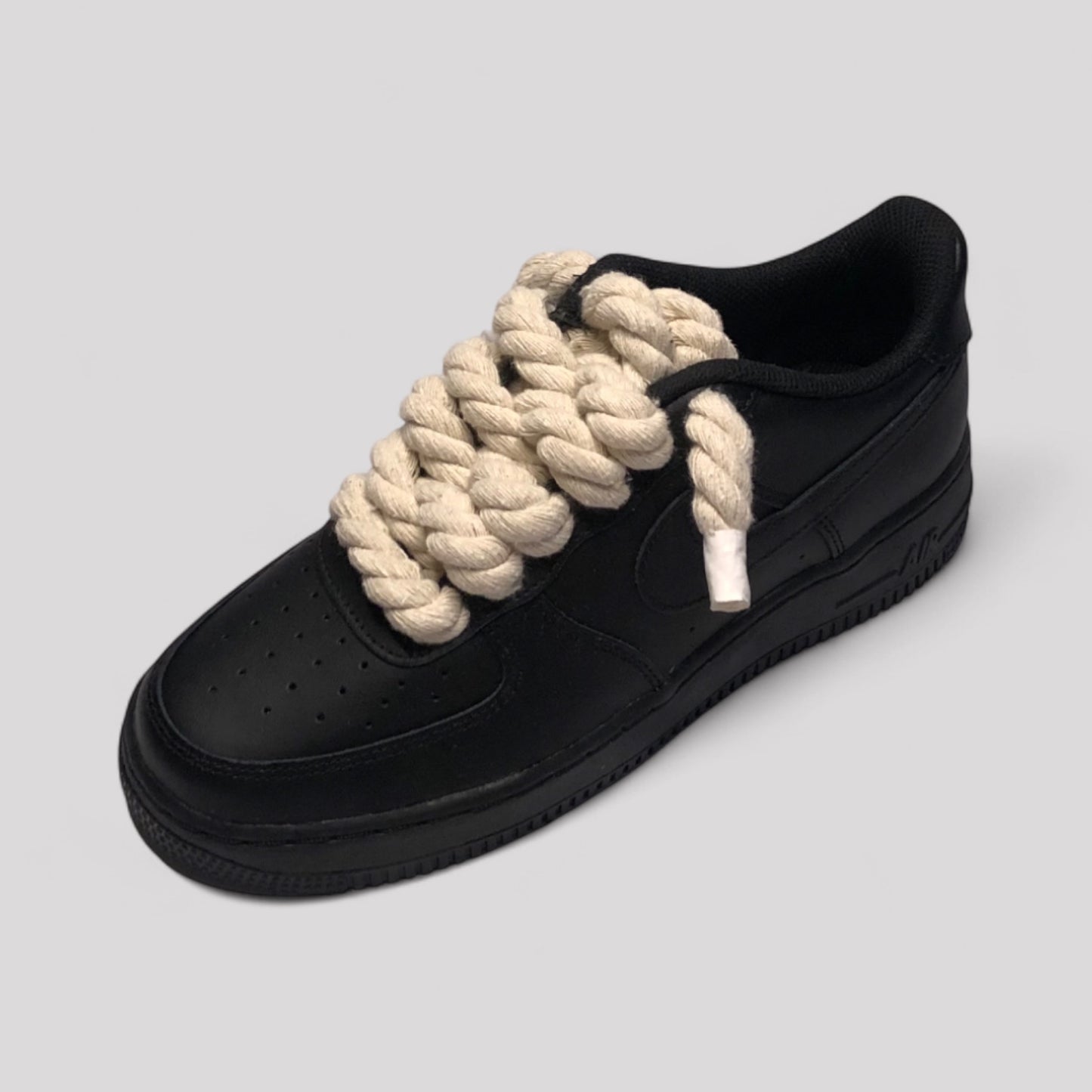 Custom Nike Air force 1 black with rope laces - Beige