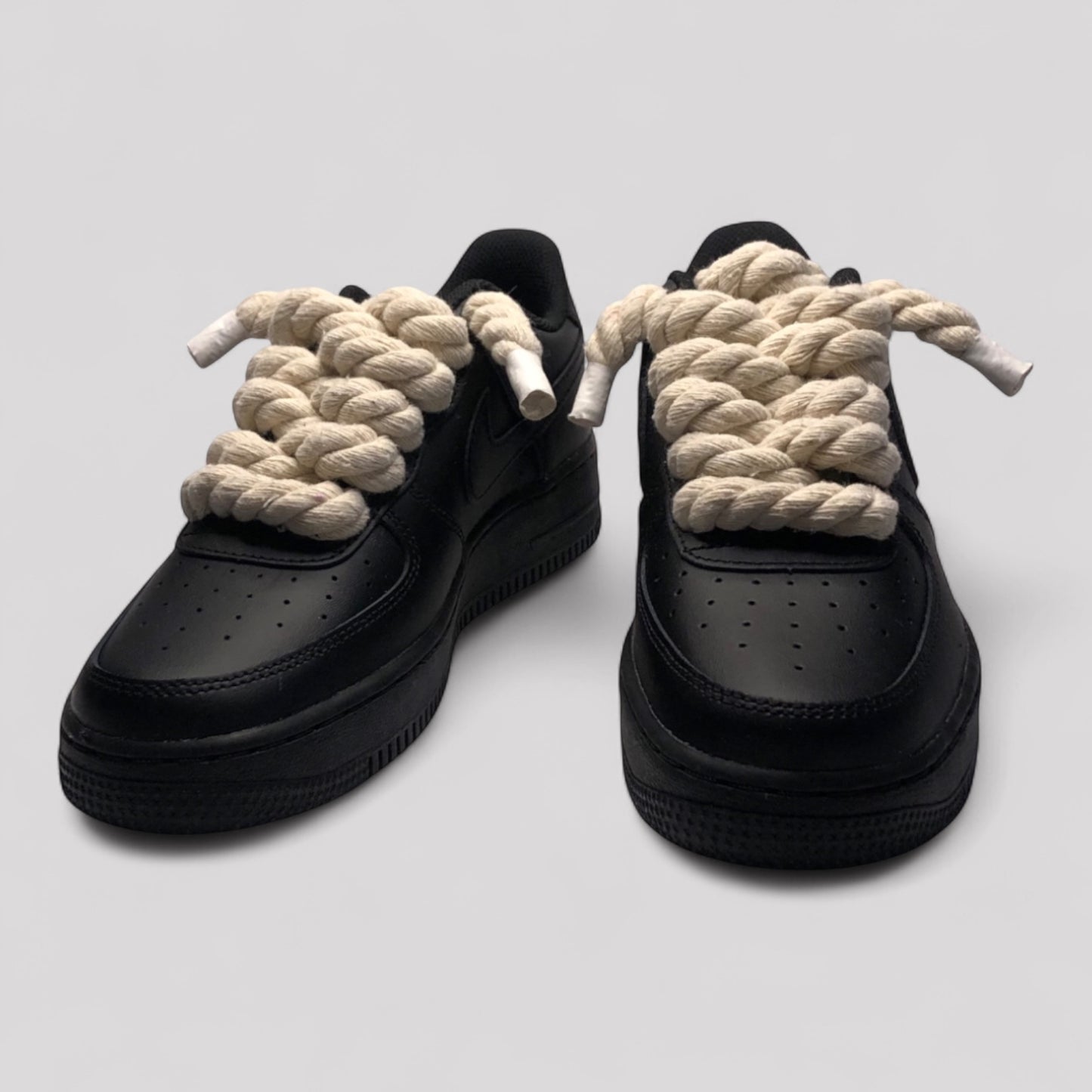 Custom Nike Air force 1 black with rope laces - Beige