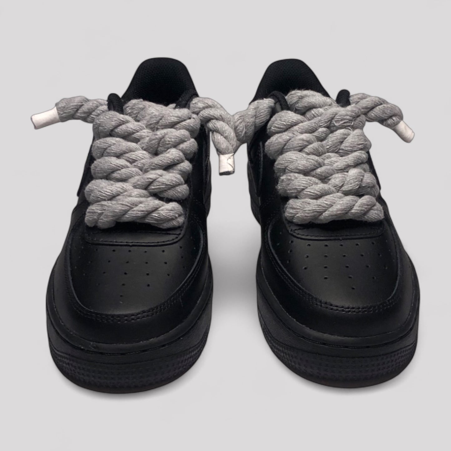Custom Nike Air force 1 black with rope laces - Grey