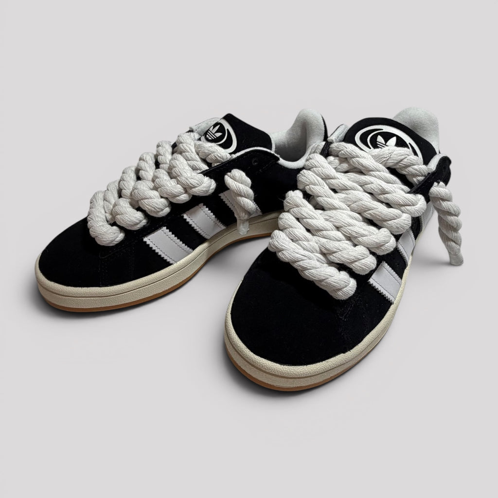 Adidas Campus 00' černé Custom s bílými rope laces