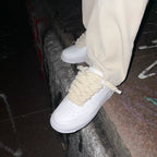 Nike Air Force 1 Custom bílé s béžovými rope laces