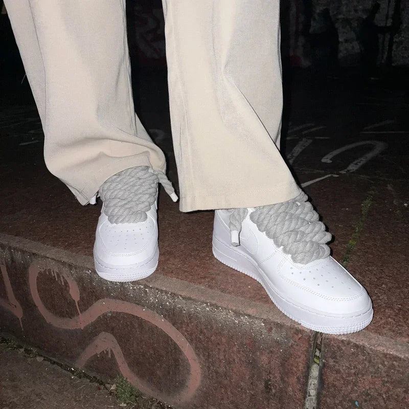 Nike Air Force 1 Custom bílé s šedými rope laces