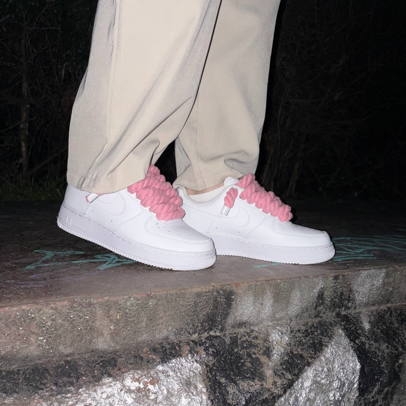 Custom Nike Air force 1 with rope laces - Pink