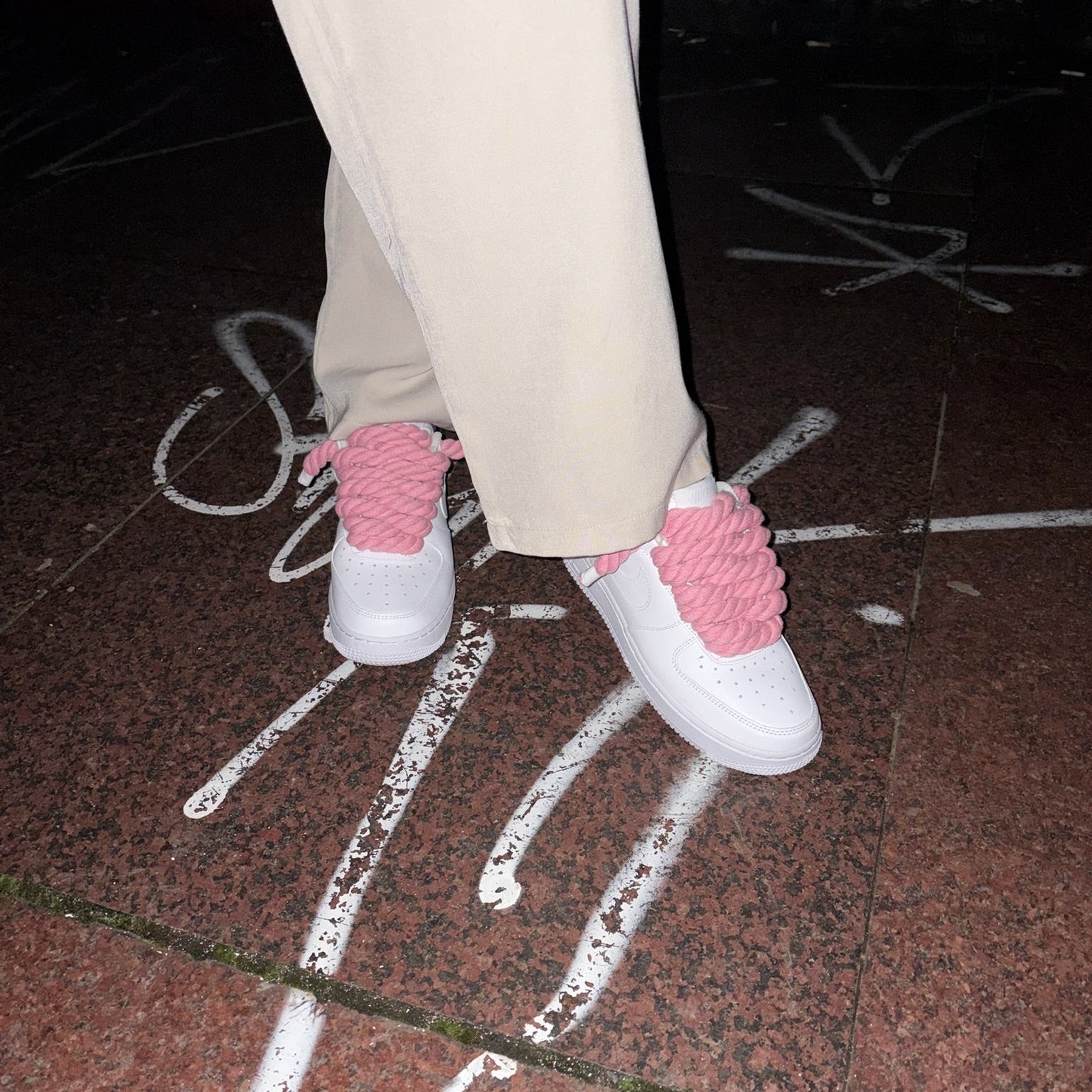 Custom Nike Air force 1 with rope laces - Pink