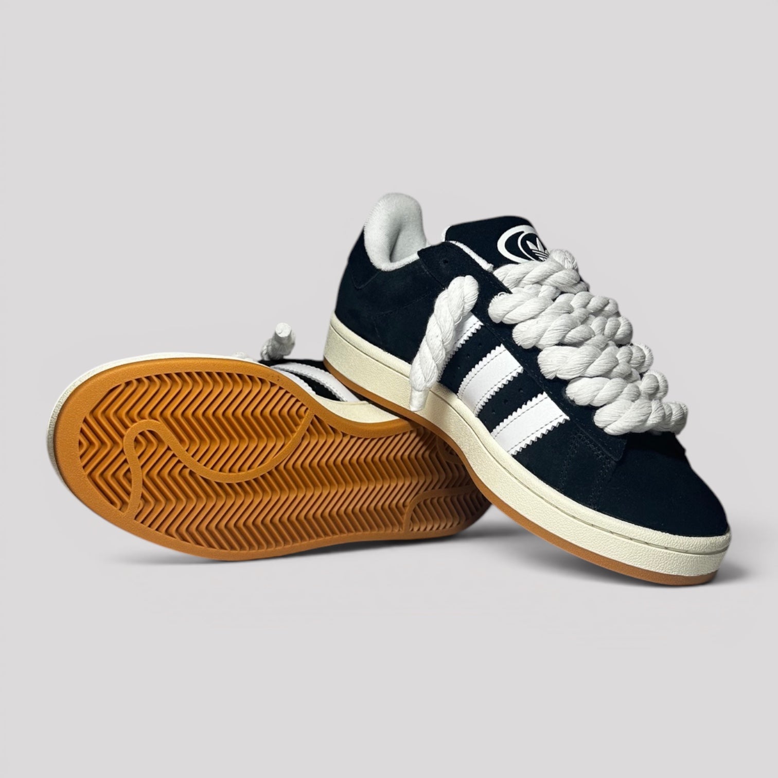 Adidas Campus 00' černé Custom s bílými rope laces