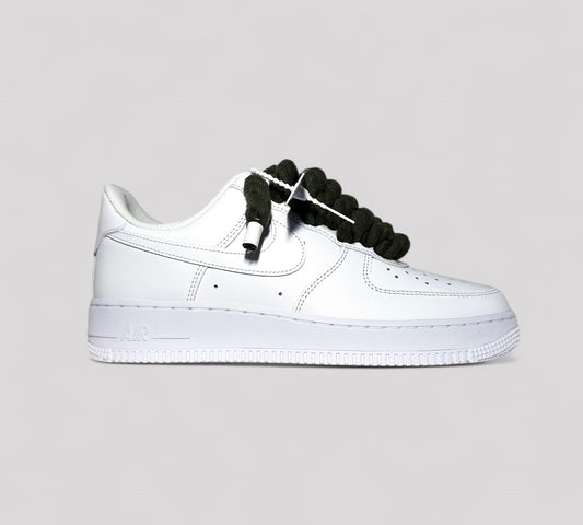 Nike air force 1 customizd by Kosmo studio with khaki rope laces 