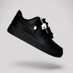 Custom Nike Air force 1 black with rope laces - Black