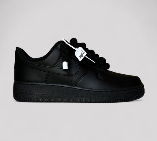 Niek air forces 1 black with black rope laces by Kosmo studio