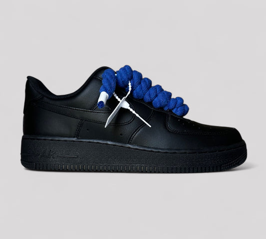 Black Nike AF1 with rope laces from Kosmo studio