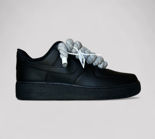 Black Nike AF1 rope laces grey
