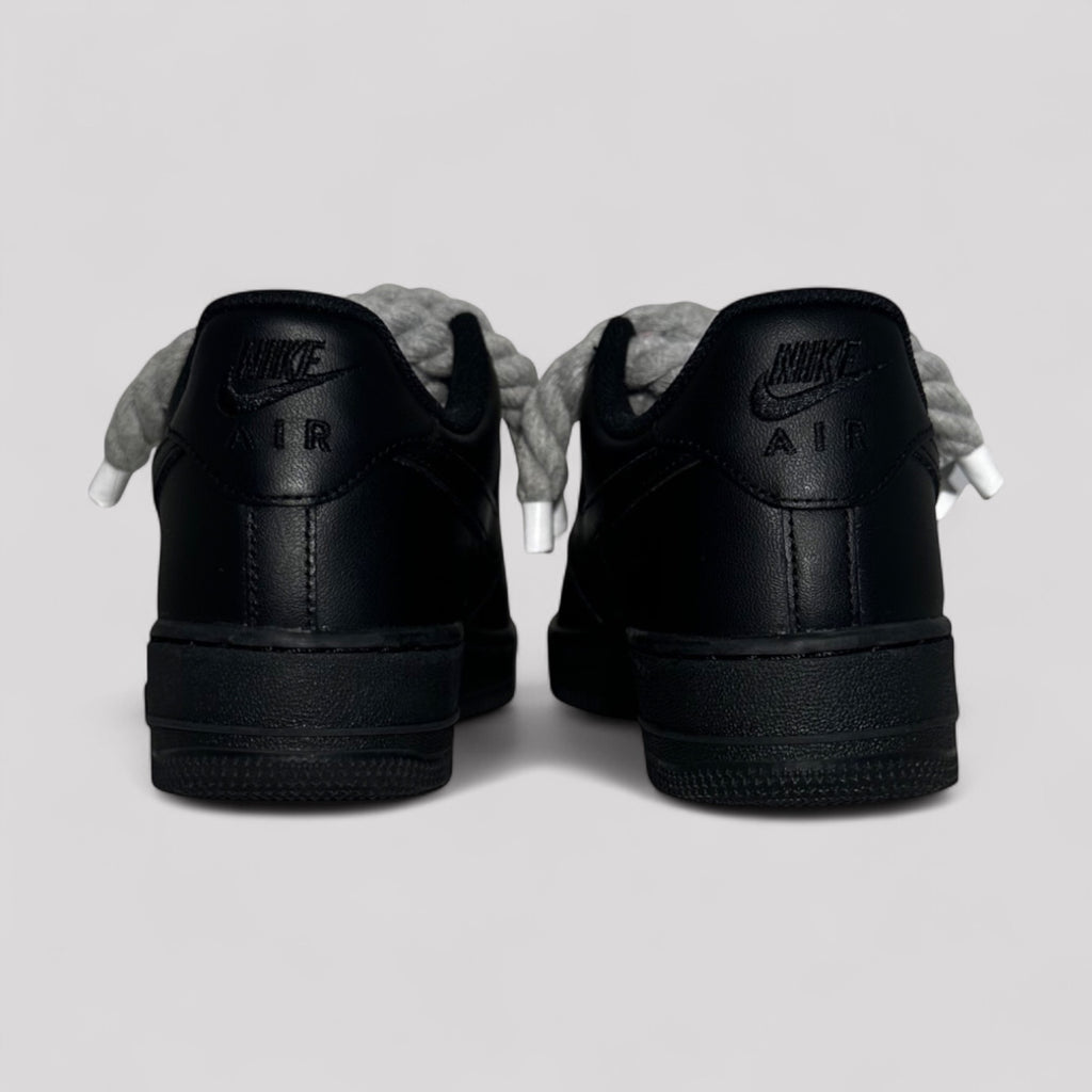 Nike Air Force 1 Custom černé s šedými rope laces