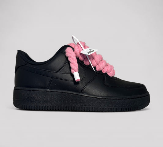 Black nike AF1 rope laces pink 