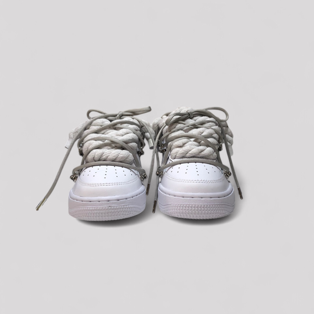 Nike air force 1 rope laces with gray over laces 
