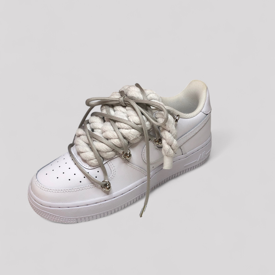 Nike air force 1 rope laces withe whit over laces 