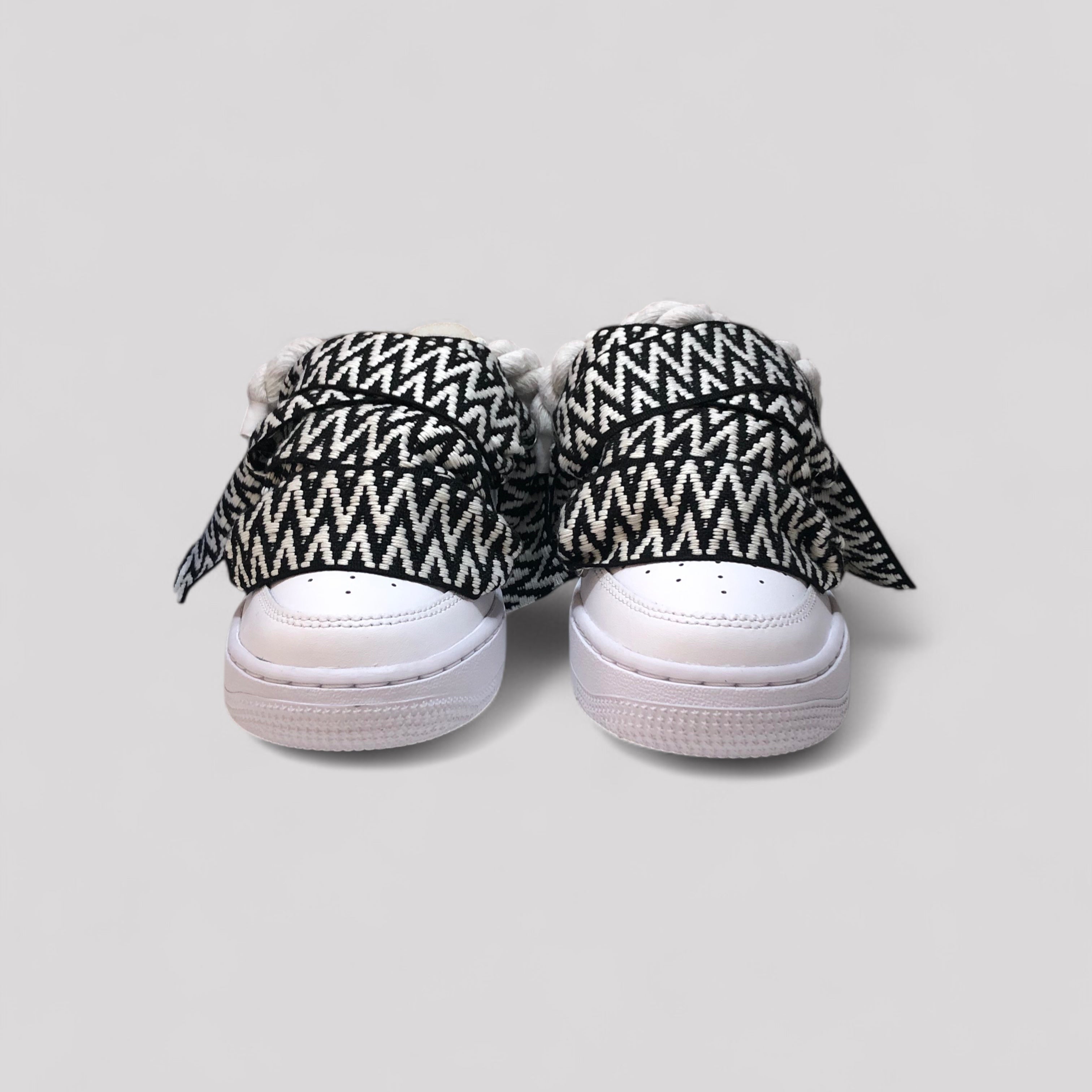 Pair of nike air force 1 rope laces with black and white over laces