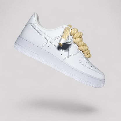 Custom Nike Air Force 1 with Rope Laces — Beige