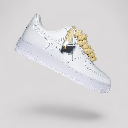 Custom Nike Air Force 1 with Rope Laces — Beige