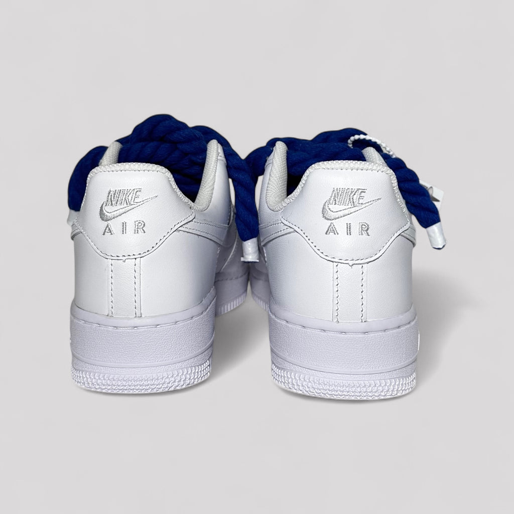 Nike Air Force 1 Custom bílé s modrými rope laces