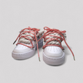 White nike air force 1 rope laces with pink over laces on white background