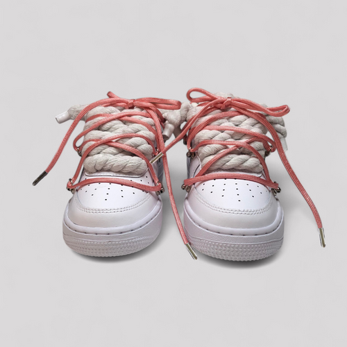 Nike air force 1 rope laces with pink over laces form front
