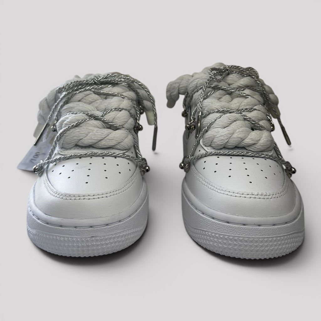 Nike Air Force 1 Custom bíle rope laces s shiny Over laces