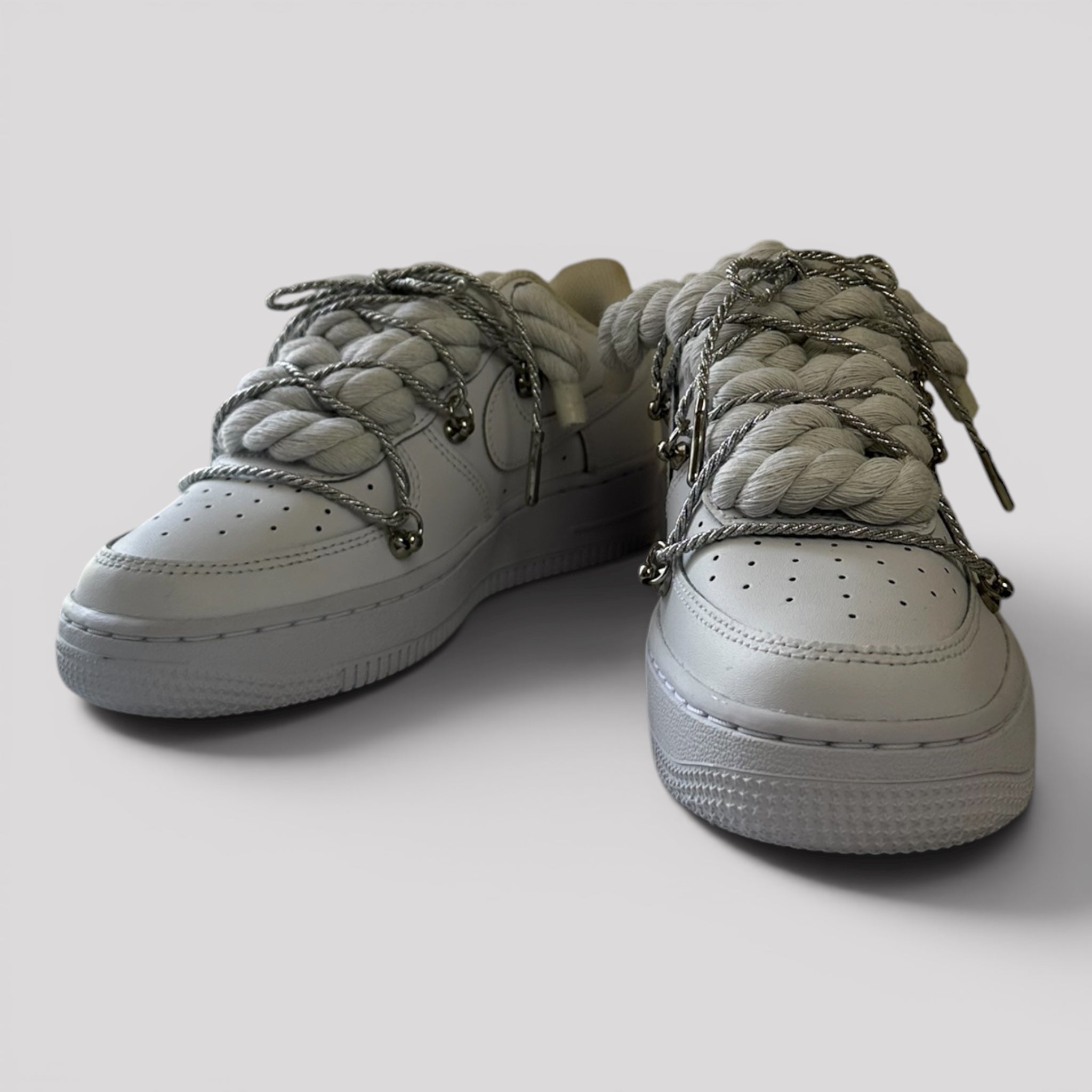 Nike Air Force 1 Custom bíle rope laces s shiny Over laces