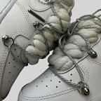 Nike Air Force 1 Custom bíle rope laces s shiny Over laces