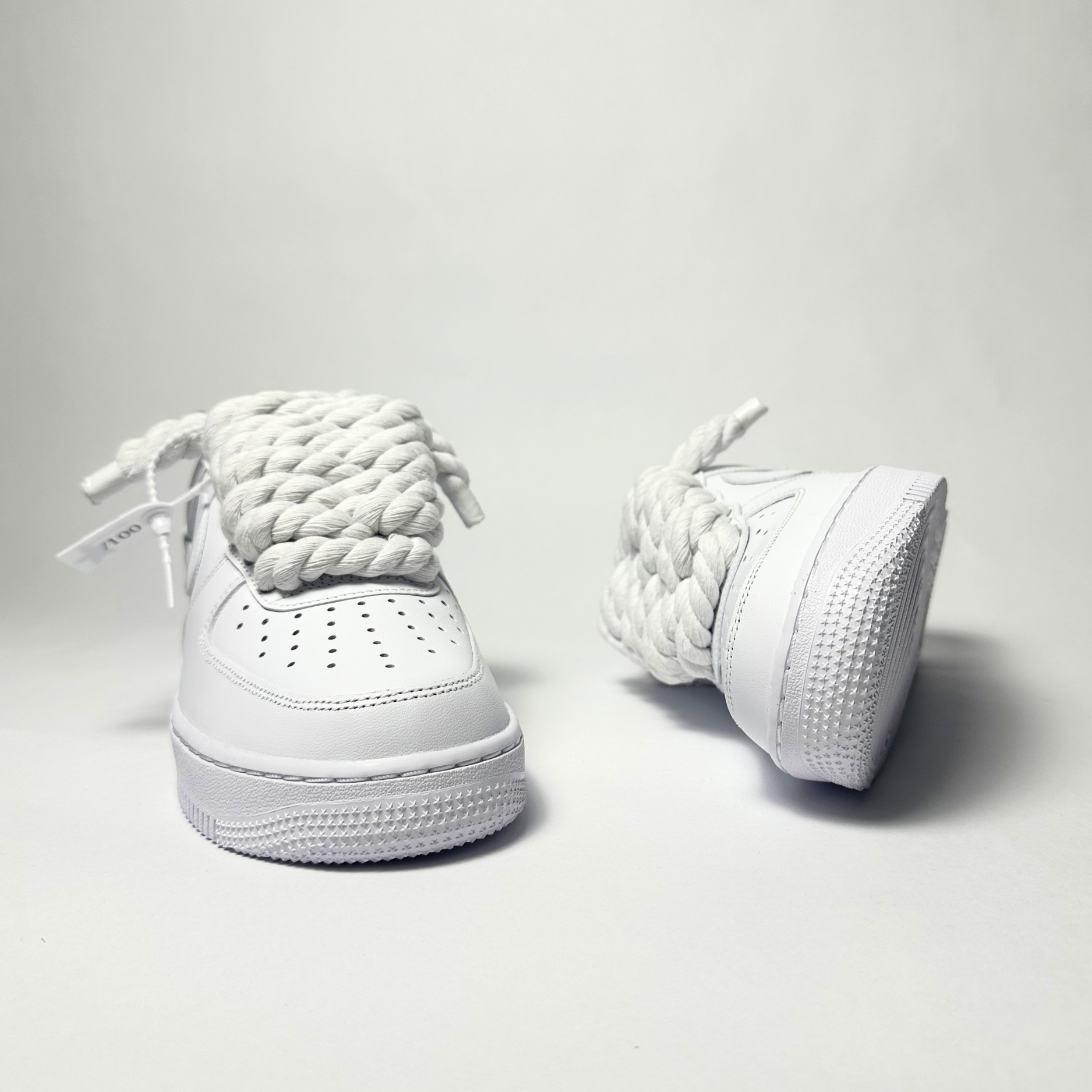 Nike Air Force 1 bílé Custom bílé tlusté rope laces