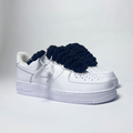 Nike Air Force 1 bílé Custom černé tlusté rope laces – pohled ze strany
