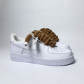Nike Air Force 1 bílé Custom hnědé tlusté rope laces – pohled ze strany