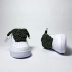 Nike Air Force 1 bílé Custom khaki tlusté rope laces