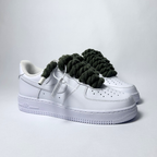 Nike Air Force 1 bílé Custom khaki tlusté rope laces