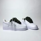 Nike Air Force 1 bílé Custom khaki tlusté rope laces