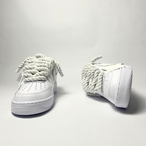 Nike Air Force 1 bílé Custom bílé tlusté rope laces Kosmo