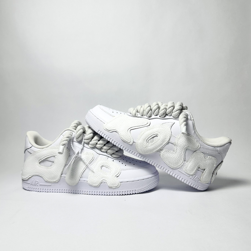 Nike Air Force 1 bílé Custom bílé tlusté rope laces Kosmo
