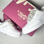 Nike Air Force 1 bílé Custom perleťové lesklé rope laces