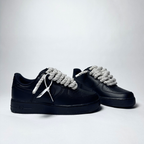 Nike Air Force 1 černé Custom krémové lesklé rope laces